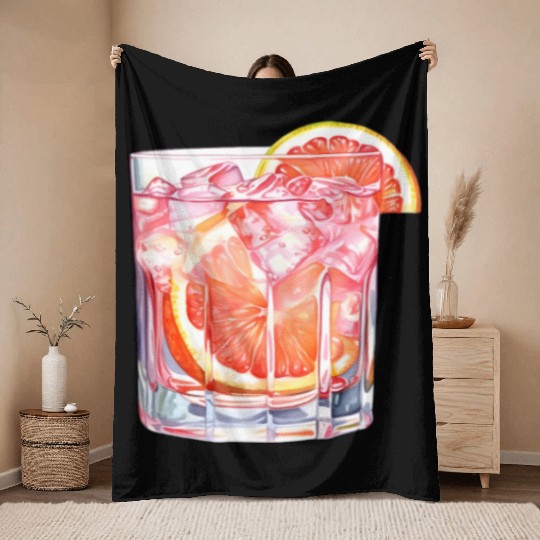 Grapefruit Citrus Cocktail Throw Blankets