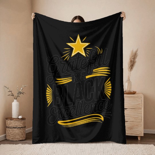 Grateful for Black Excellence Throw Blankets