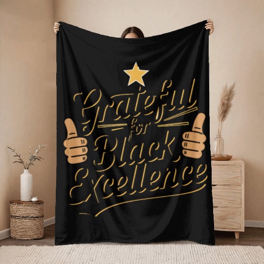 Grateful for Black Excellence Throw Blankets