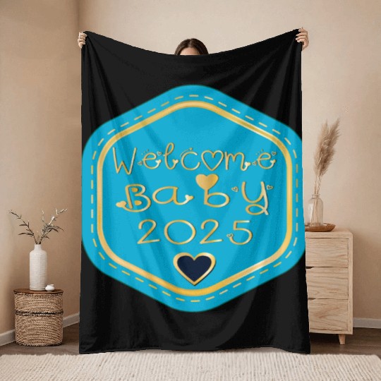 BABY BOY 2025 WELCOME Throw Blankets