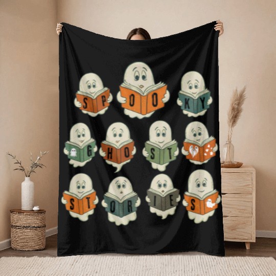 Spooky Stories Book Club - Happy Halloween Throw Blankets