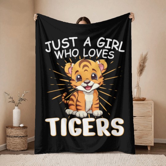 Just a Girl Who Loves Tigers Cute Throw Blankets