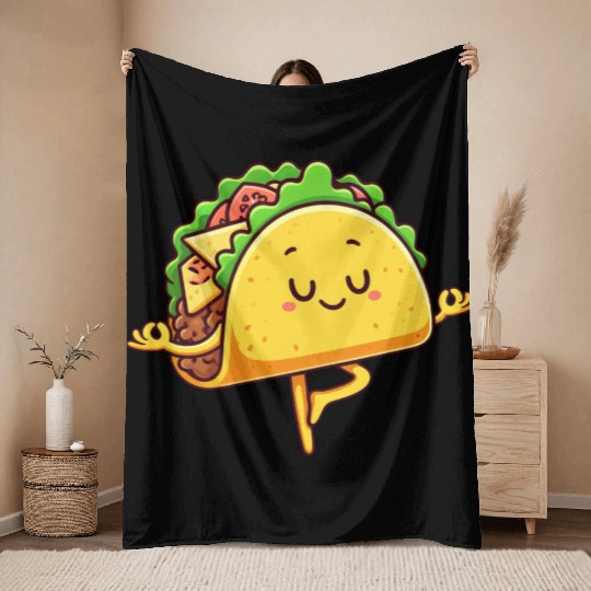 Taco Mexican fast food yoga meditation relaxation Throw Blankets