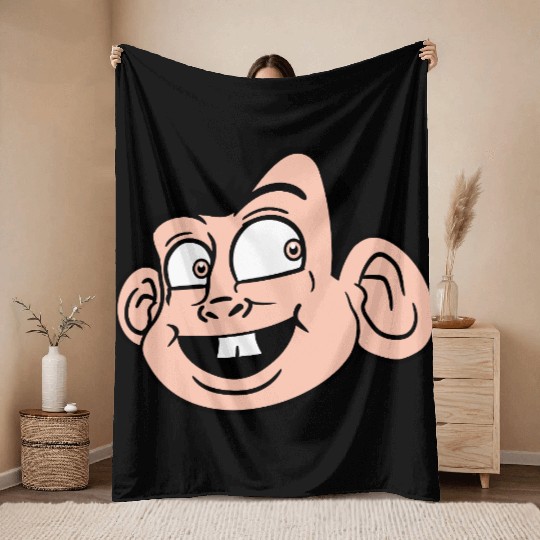 Monkey Face Sweet Cute Little Head Laughs Happy Throw Blankets