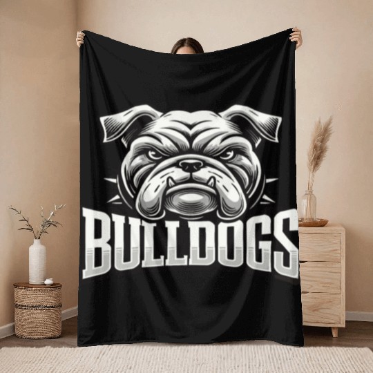 Bulldogs Mascot Back To School Team Spirit Throw Blankets