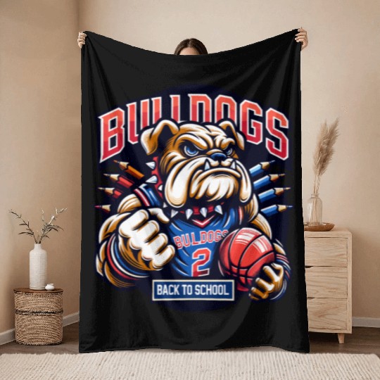 Bulldogs Mascot Back To School Team Spirit Throw Blankets