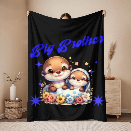 I'm Going To Be A Big Brother Sweet Otter, Brother Throw Blankets
