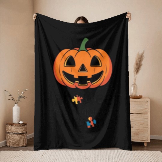 Festive Jack-O'-Lantern Halloween Design Throw Blankets