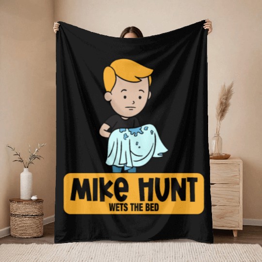 Mike Hunt Wets the Bed Throw Blankets