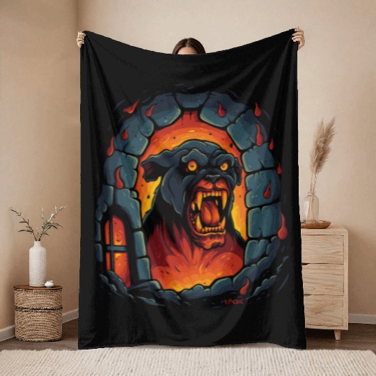 Hellhound: Dog of the Hell Dungeon Throw Blankets