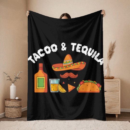 Tacos & Tequila Funny Taco Lover Saying Slogan Throw Blankets