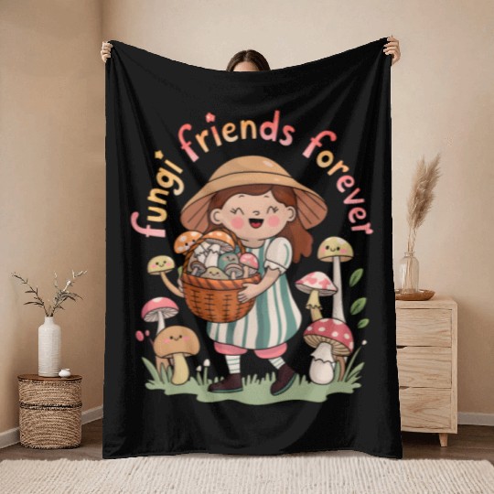 Fungi Friends Forever Throw Blankets