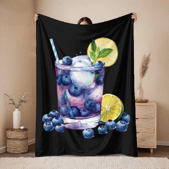 Blueberry Lemon Cocktail Throw Blankets