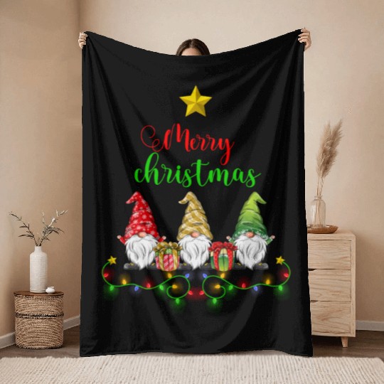 Gnomes Christmas Tree Funny Xmas Holidays Throw Blankets