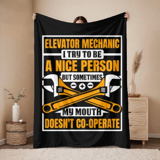 Sometimes My Mouth Doesn't Co-Operate Elevator Throw Blankets