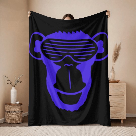 Funky Sunglasses Gorilla Cool Party Monkey Funny Throw Blankets
