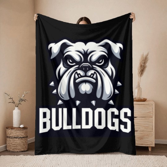 Bulldogs Mascot Back To School Team Spirit Throw Blankets