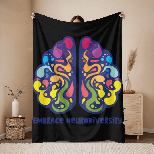 embrace neurodiversity Throw Blankets