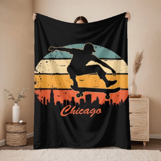 Chicago Skater Throw Blankets