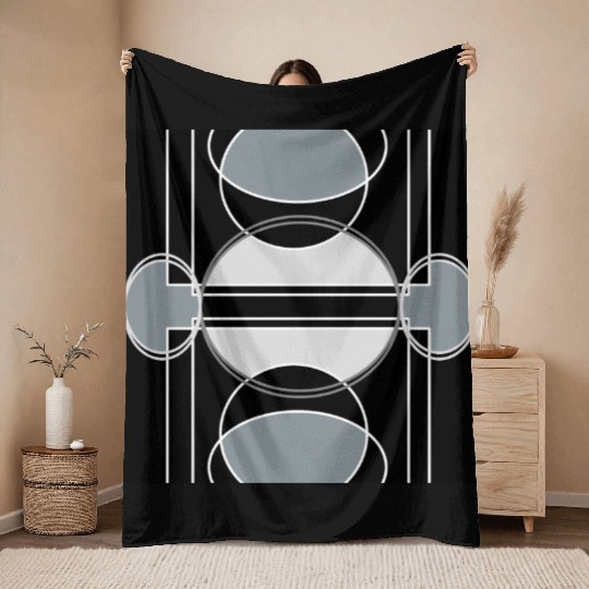 Black and grey geometric design Throw Blankets