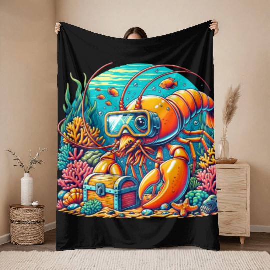 Shrimp Exploration-Underwater Adventure Throw Blankets