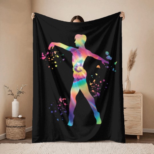 Ballet Dancer Colorsplash Man Ballerino Throw Blankets