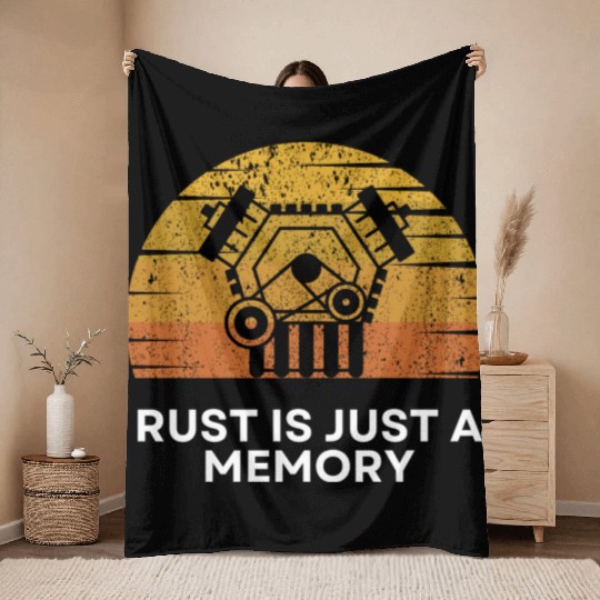 retro mechanic coat, rust is just a memory Throw Blankets