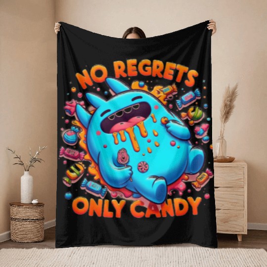 Disneyland Stitch Halloween No Regrets Only Candy Throw Blankets