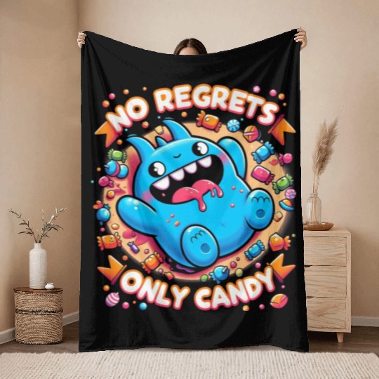 Stitch Halloween Disneyland No Regrets Only Candy Throw Blankets