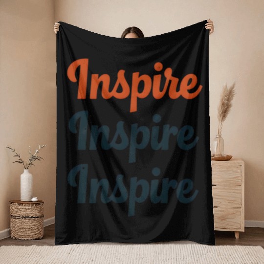 Inspire Retro Typography Throw Blankets