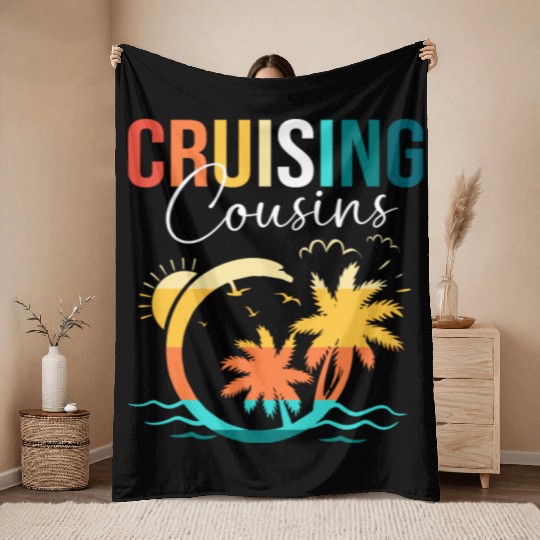 Family Cruise Mediterranean Cruising Cousins Throw Blankets