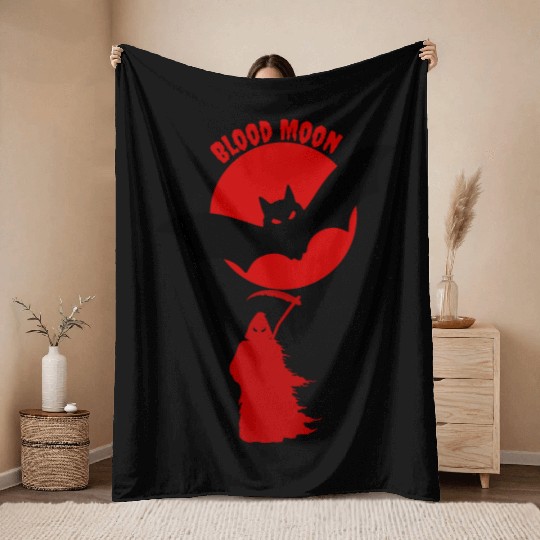 Blood Moon Majesty Throw Blankets