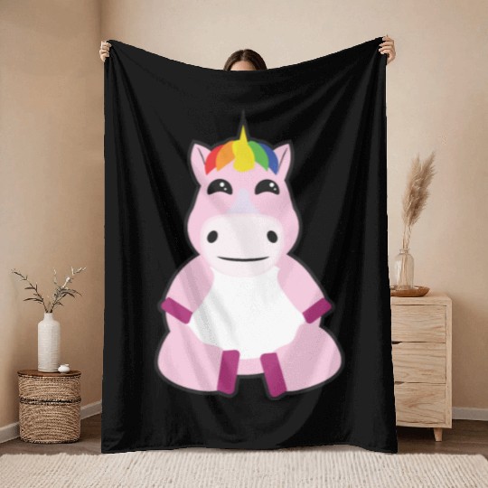 Sitting Unicorn Throw Blankets