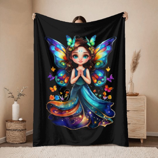 Enchanting Butterfly Fairy Throw Blankets