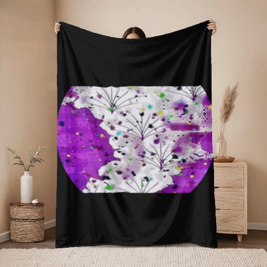 Purple Stream Throw Blankets