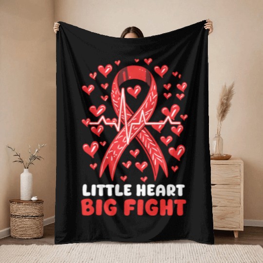 CHD Awareness Little Heart, Big Fight Throw Blankets