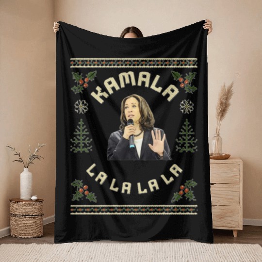 Kamala Harris singing Christmas Carol Throw Blankets