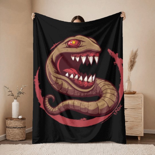 The Communist Worm: Comrade of Horror Throw Blankets