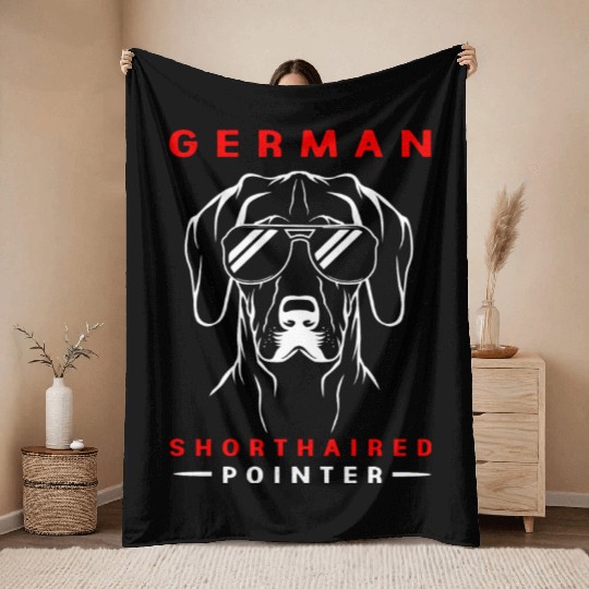 Dog With Sunglasses German Shorthaired Pointer Dog Throw Blankets