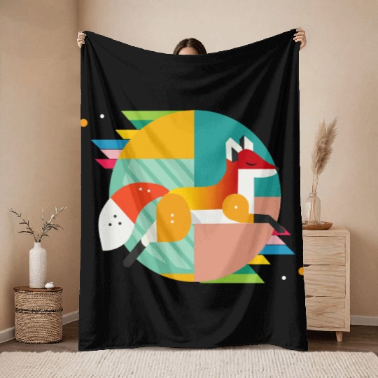 Geometric fox - modern design & closeness to natur Throw Blankets