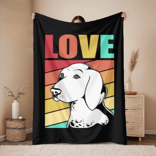 Retro German Shorthaired Pointer Dog I Love My GSP Throw Blankets