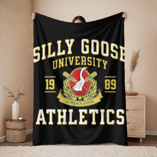 Silly Goose University Athletics Funny Goose Sport Throw Blankets