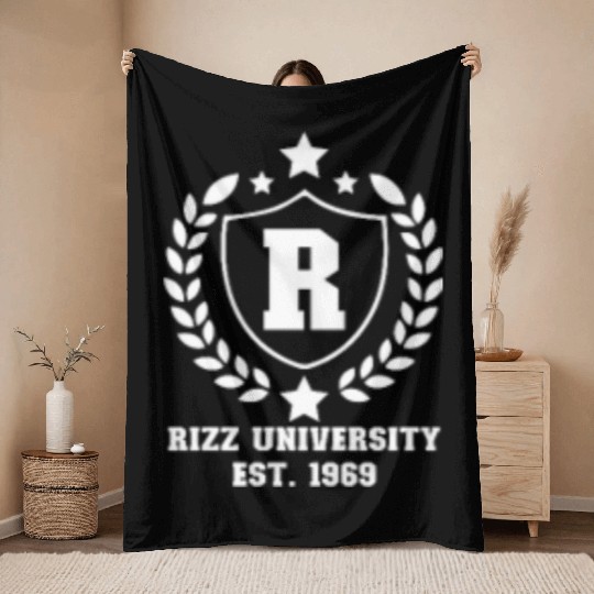 Rizz University Est. 1969 Rizz Academy Rizzlerrizz Throw Blankets