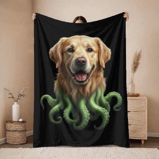GOLDEN RETRIEVER KRAKEN: SEA'S CUTEST MONSTER Throw Blankets