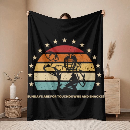 Sundays Are for Touchdowns and Snacks Throw Blankets