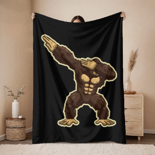 Monkey Chimpanzee Gorilla Dabbing Ape Throw Blankets