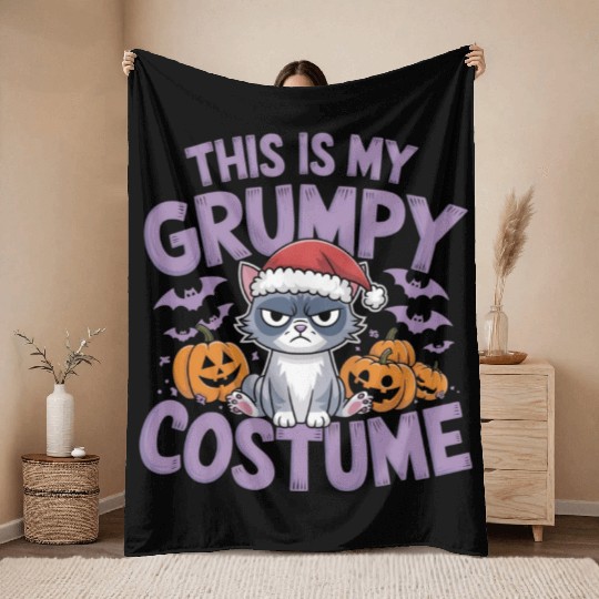 This Is My Grumpy Costume - Funny Design for Adult Throw Blankets