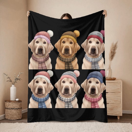 Winter Golden Retriever Throw Blankets