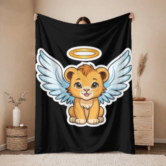 lion cub as angel Throw Blankets
