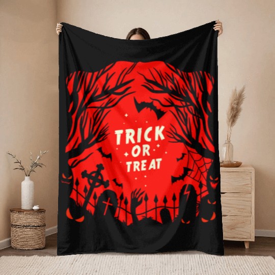 Trick or Treat Graveyard Throw Blankets
